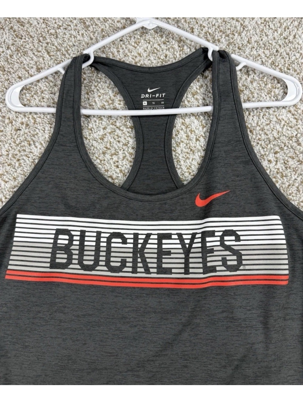 Nike Women’s Gray Dri-FIT Racerback Tank Top XL Ohio State Buckeyes